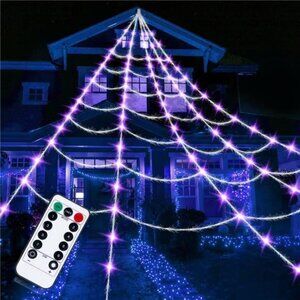 16 Ft Halloween Spider Web Lights – Super-Realistic Giant Cobweb